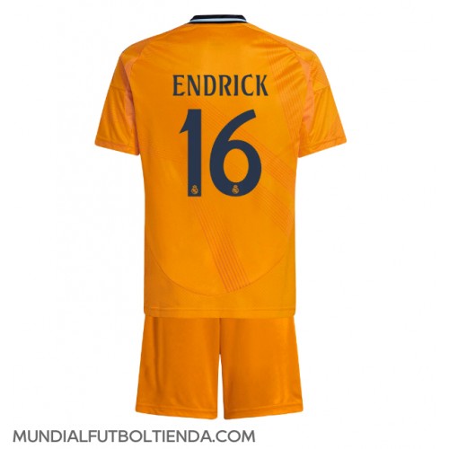 Camiseta Real Madrid Endrick #16 Segunda Equipación Replica 2024-25 para niños mangas cortas (+ Pantalones cortos)